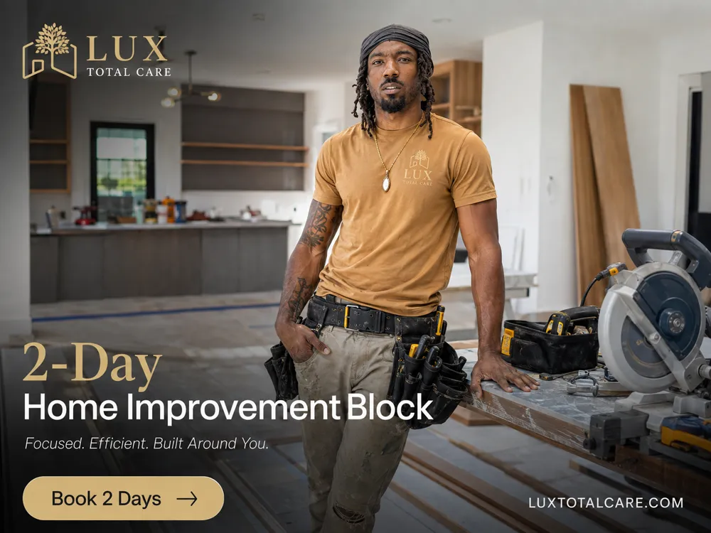 Two-day improvement block with multiple rooms in progress