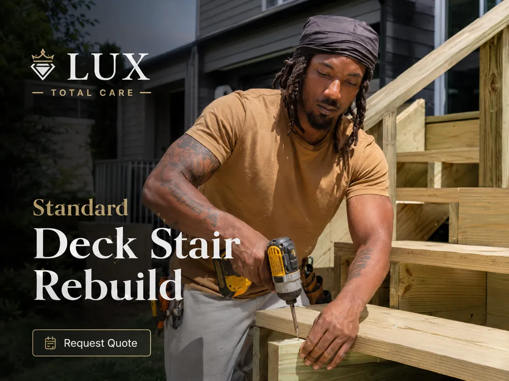 Deck stair rebuild with new stringers and treads