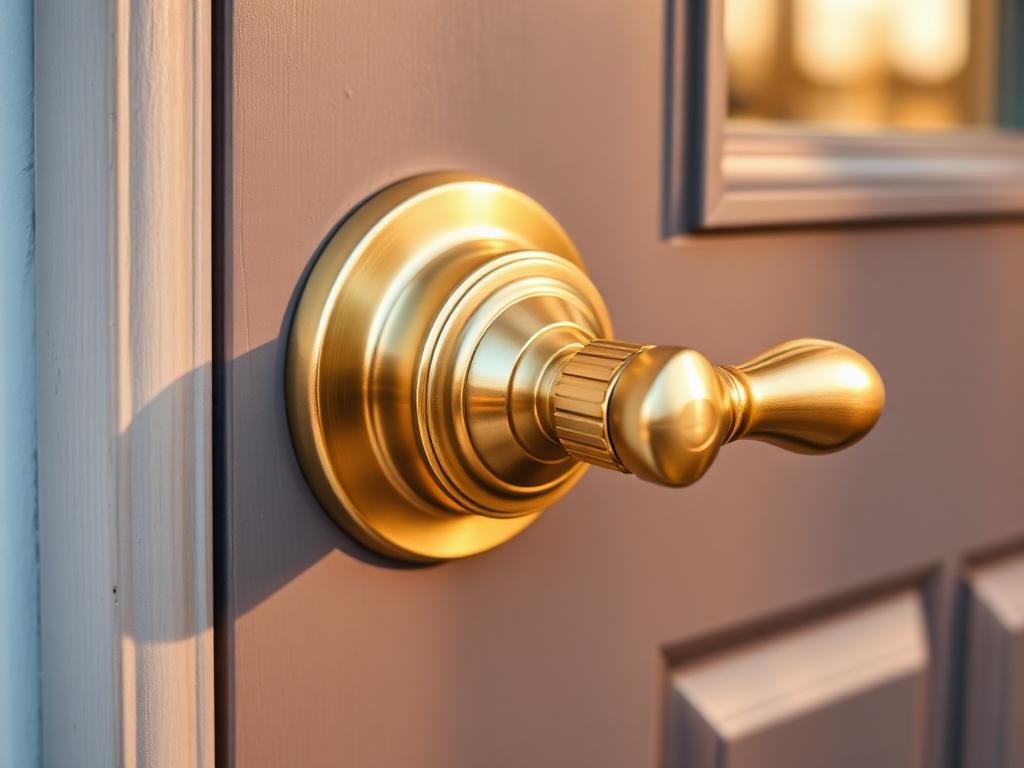 Deadbolt and handleset installed on an entry door