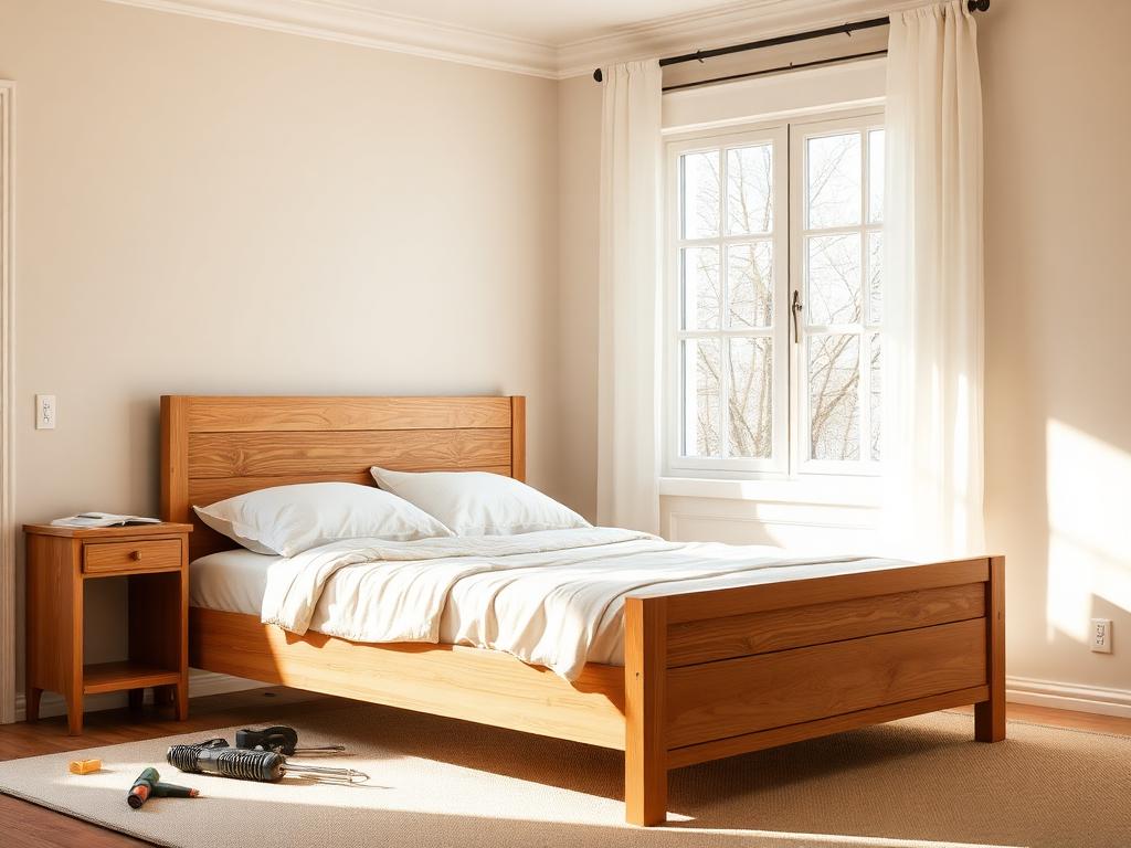 Bed frame and dresser assembled and secured