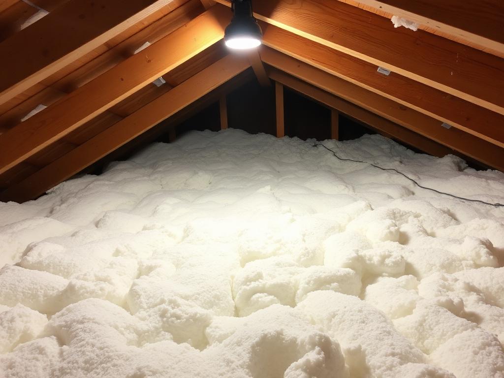 Attic insulation installed between joists