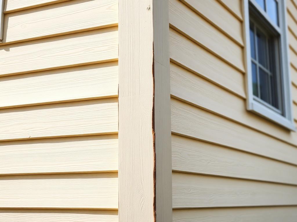 Exterior siding and corner trim repaired on a home