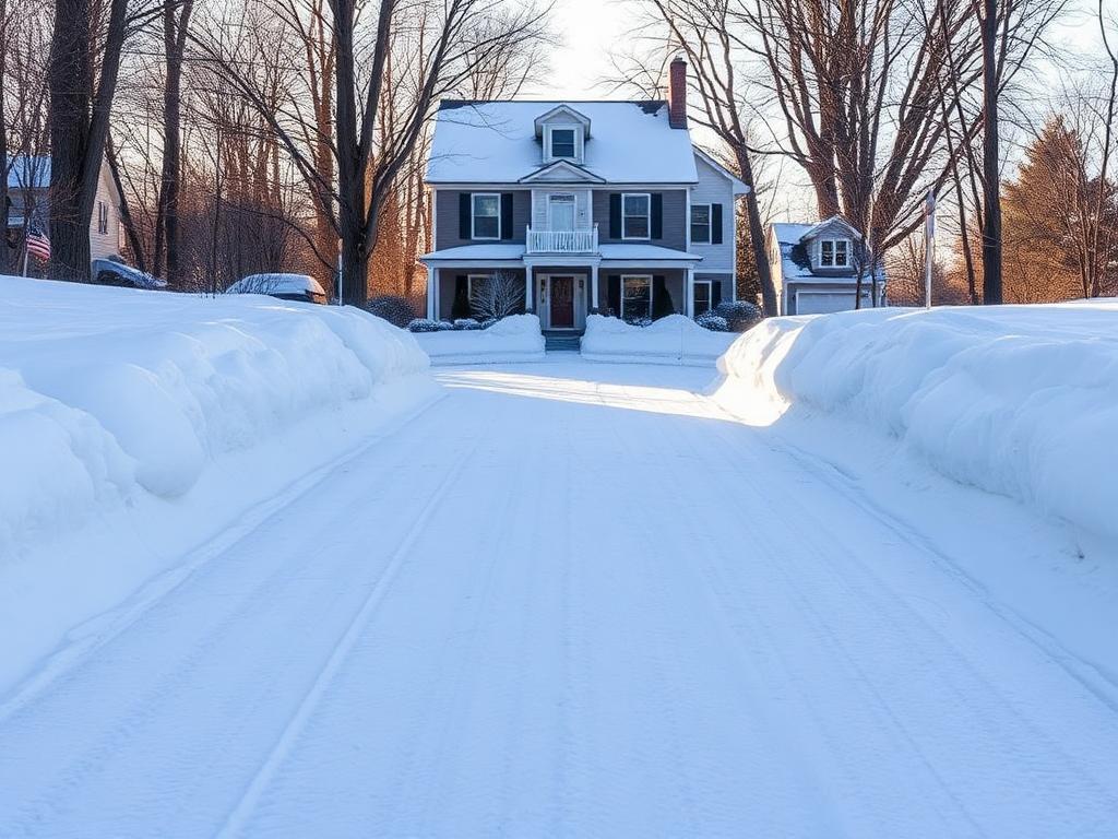 Residential driveway cleared after a Hudson Valley snowfall