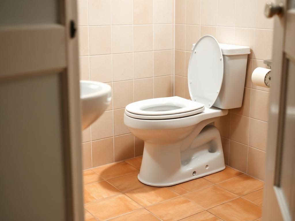 Newly installed toilet in a clean residential bathroom